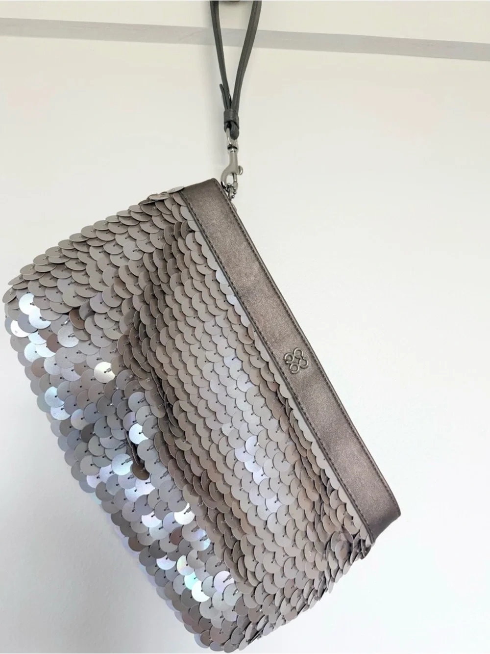 Coach Iridescent Sequin Wristlet Clutch NWOT Silver Pearl Evening Bag Y2K